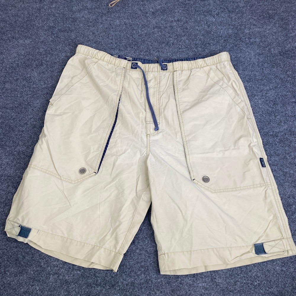 Vintage Ocean Pacific OP Mens Beige Cargo Shorts XL Elastic Waist Style 29158